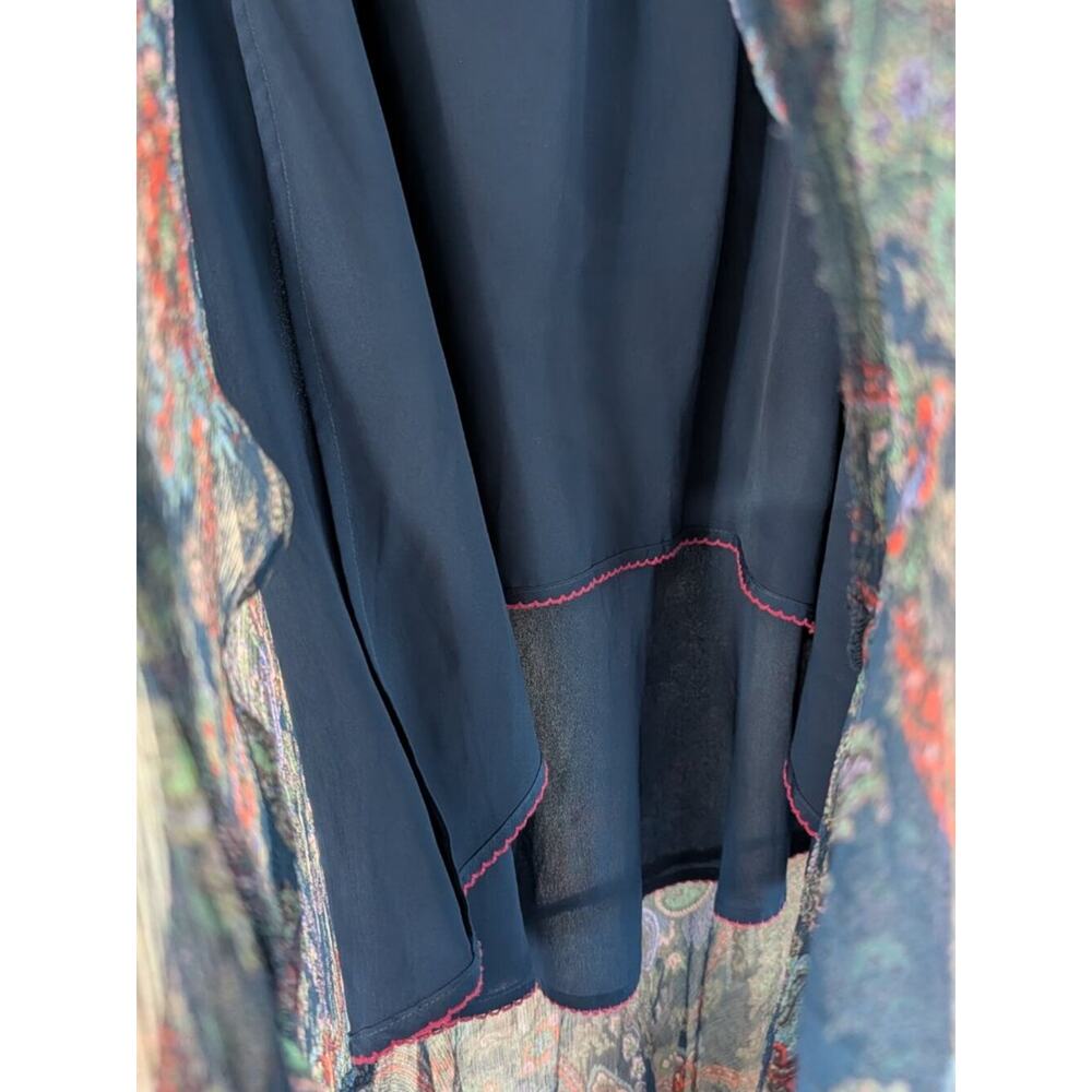 Anthropologie Vanessa Virginia 100% Silk Paisley High Low Ruffle Skirt 4 - Picture 5 of 8